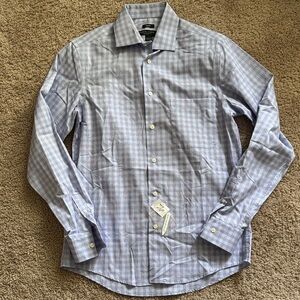 Pronto Uomo Blue and White Checkered Dress Shirt